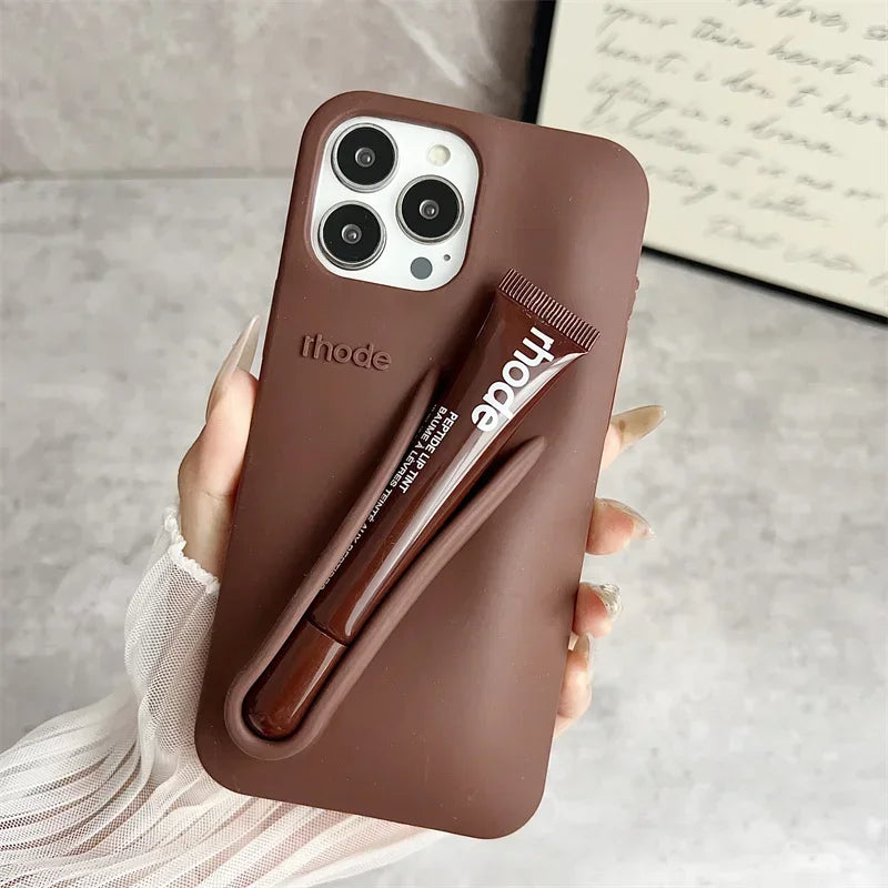 Hot Brand Lemontini Phone Case for IPhone 11 12 13 14 15 16 Pro Max Plus 17 Air Makeup Lip Gloss Silicone Cover with Lip Glaze