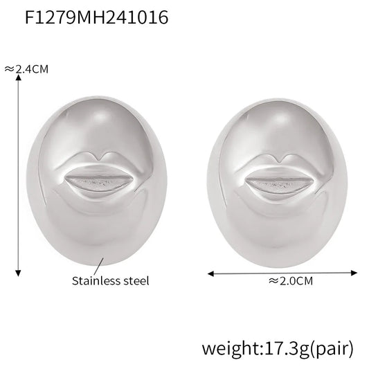 eye-catcher Vintage Stainless Steel Earrings For Women Waterproof Gold Plated Smile Lips Luxury Ear Stud OL Jewelry