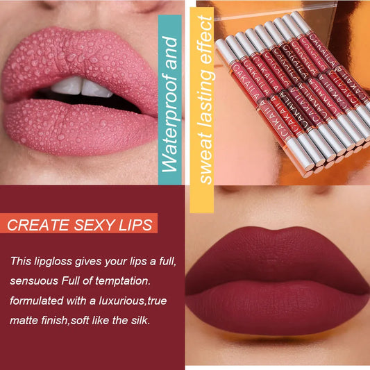 10Pcs Matte Lip Gloss Set - Waterproof Non-Stick Cup Liquid Lipstick Kit Nude Bold Shades Moisturizing Lip Tint for Women Makeup