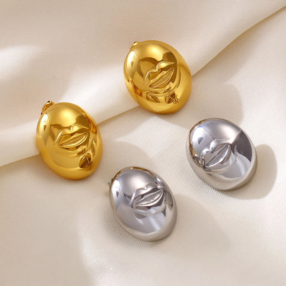 eye-catcher Vintage Stainless Steel Earrings For Women Waterproof Gold Plated Smile Lips Luxury Ear Stud OL Jewelry