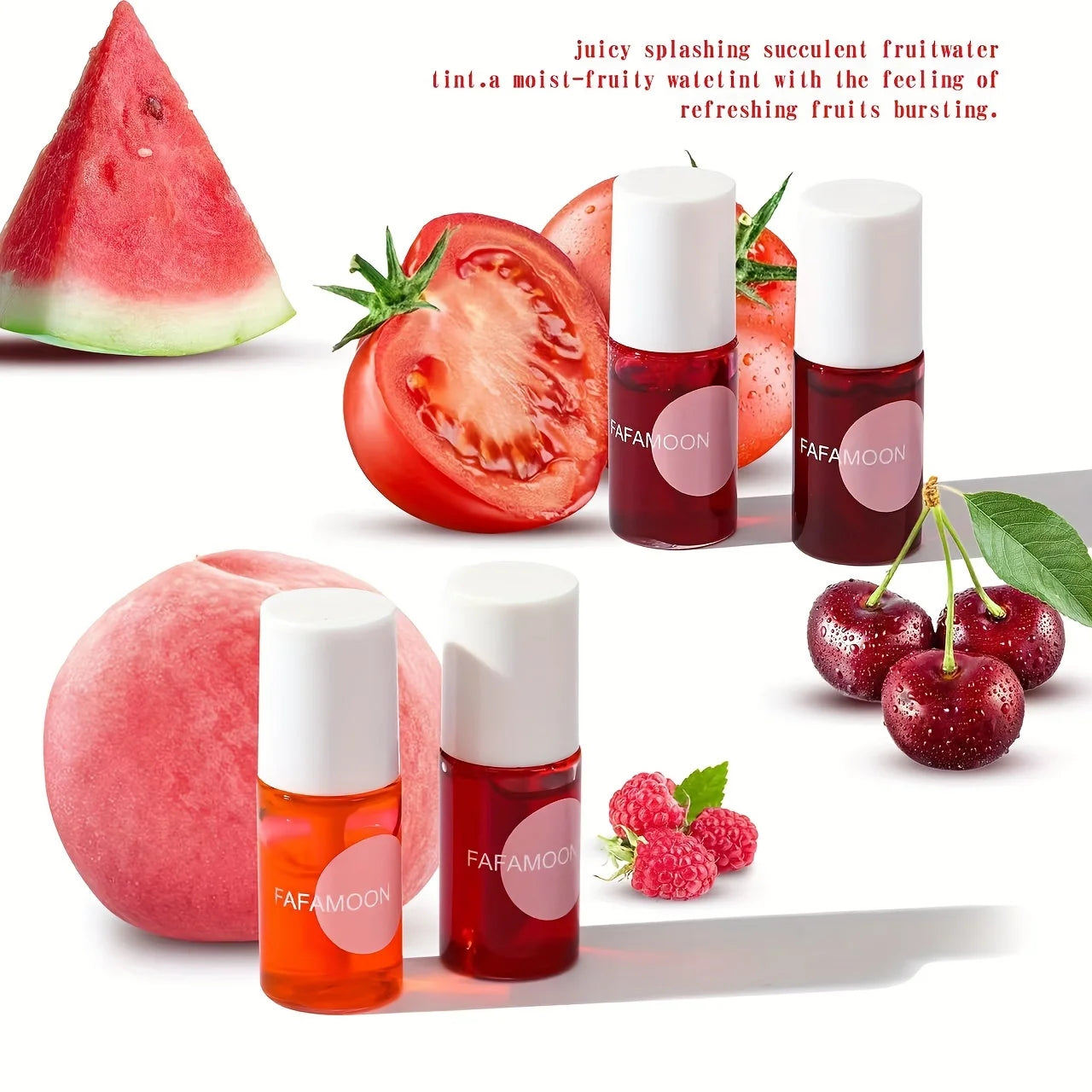 4 color Fruity Lip Tint Water Gloss Tint,Moisturizing Waterproof Liquid Lipstick, Non-Stick,High Pigment,Long-Lasting Colors.