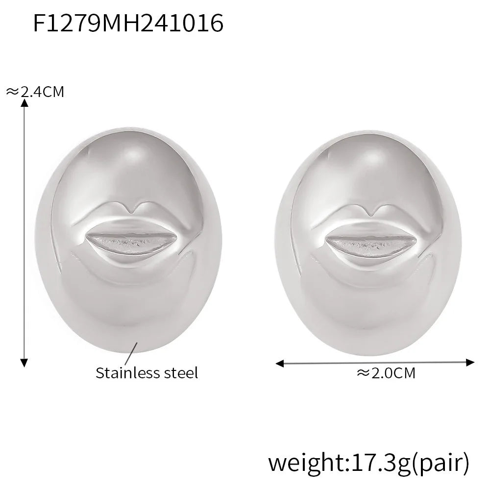 eye-catcher Vintage Stainless Steel Earrings For Women Waterproof Gold Plated Smile Lips Luxury Ear Stud OL Jewelry